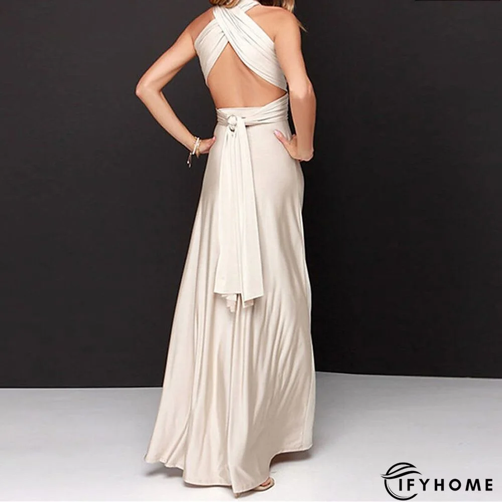 Women‘s Prom Party Dress Swing Dress Long Dress Maxi Dress Green Black Blue Sleeveless Pure Color Backless Spring Summer V Neck Party S M L XL | IFYHOME