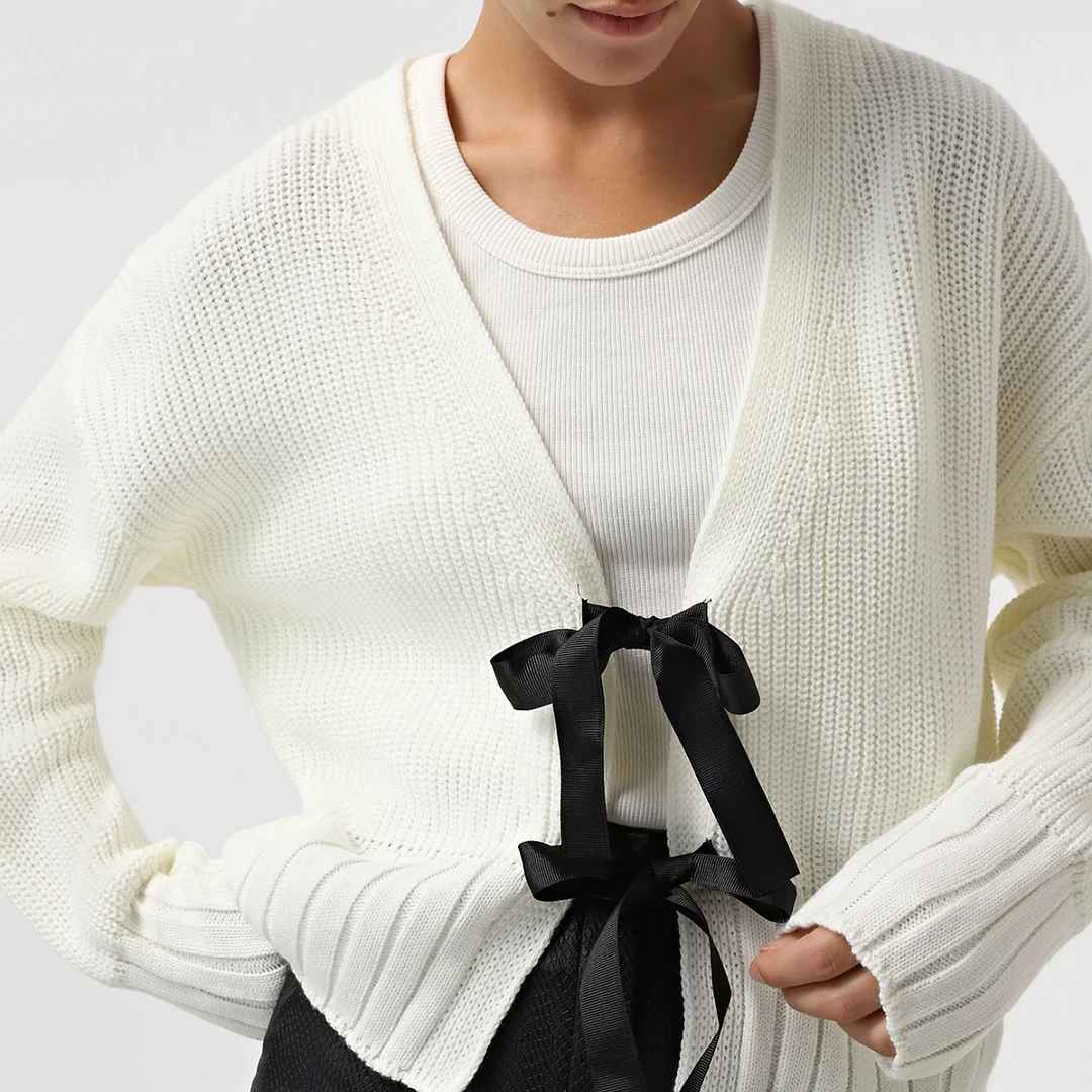 Brownm Brownm 2024 Women's French Bow Sweater Cardigan