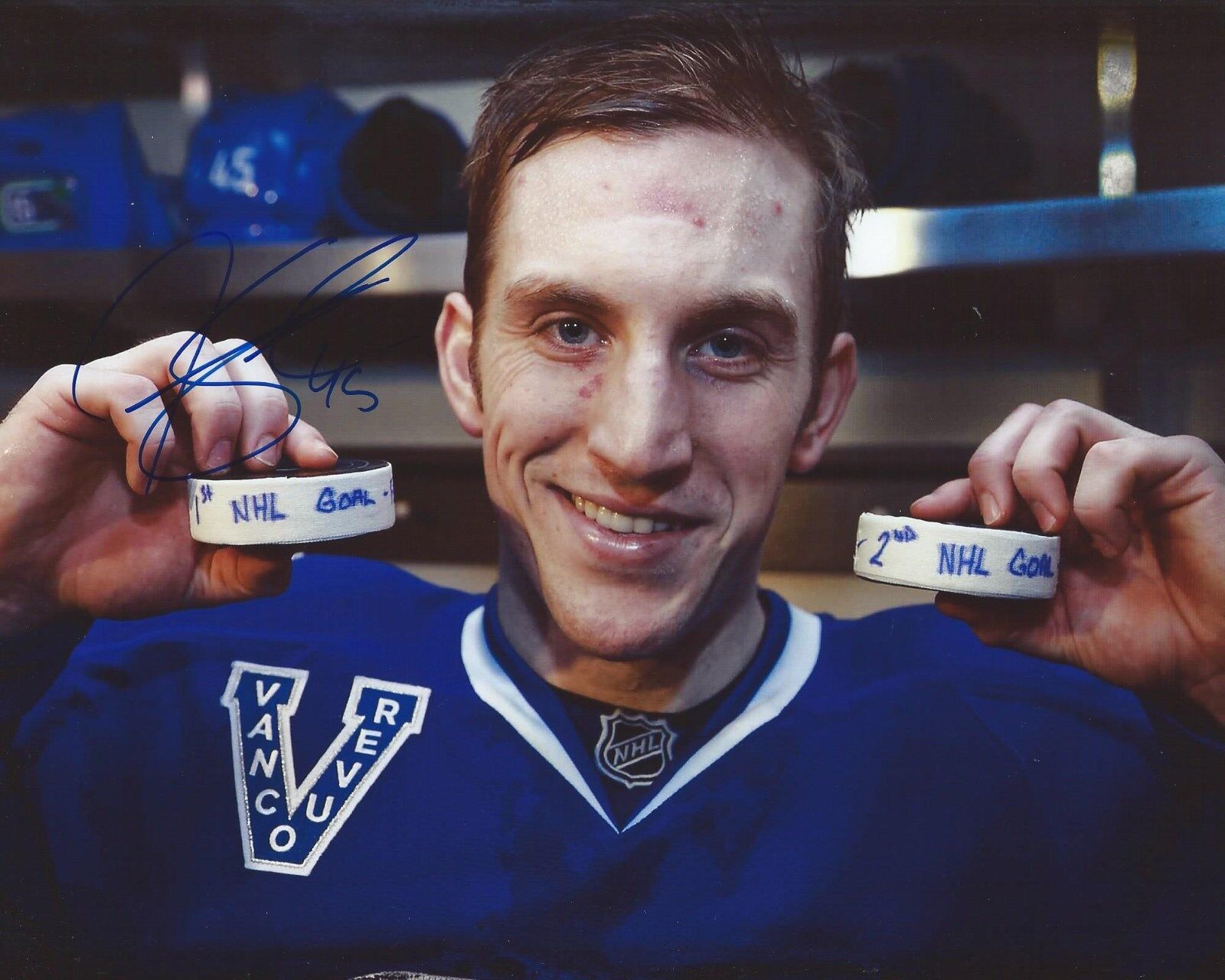 Jordan Schroeder Signed 8×10 Photo Poster painting Vancouver Canucks Autographed COA B