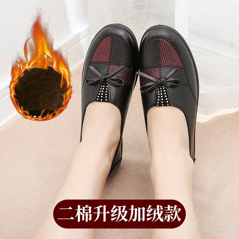 Miaoguan New Cheap Shoes Women Leather Flats Female Spring 2021 Classic Women's Loafers Casual Leather Shoes Mom Single Shoes