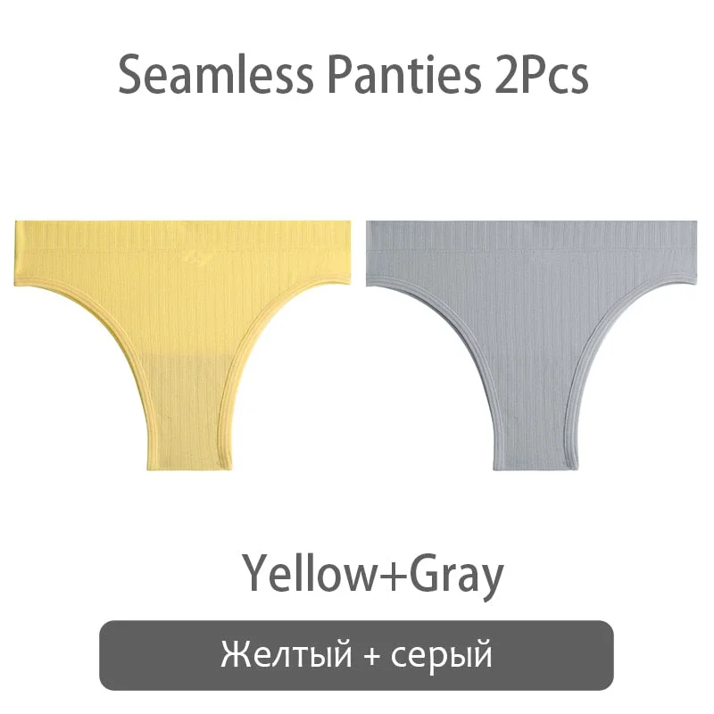 FINETOO Seamless Brazilian Panties Women 2Pcs/set T-back Underwear M-XL Panty Ladies Thongs Underpants Female Lingerie 9 Colors