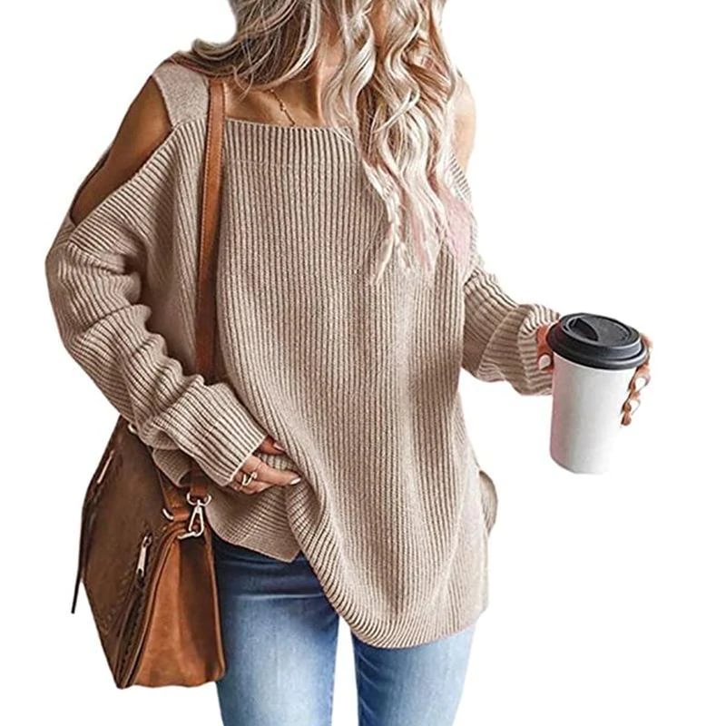 Knitted Sweater Best Selling Long Sleeve Plus Size Strapless Sweater | EGEMISS