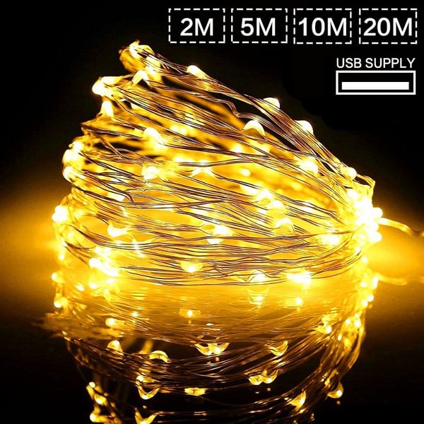 2/5/10/20M USB LED String Lights for Xmas Garland Party Wedding Home House Decoration Christmas Tree Flasher Fairy Lights 4 Colors - Shop Trendy Women's Fashion | TeeYours