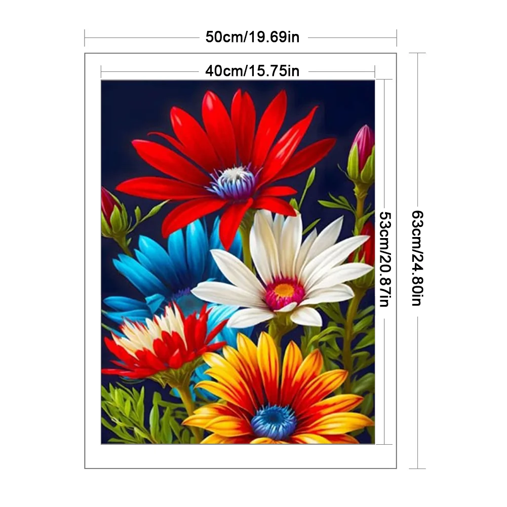 9CT Full Stamped Cross Stitch Bead Embroidery- Flower(Canvas|40*53CM)