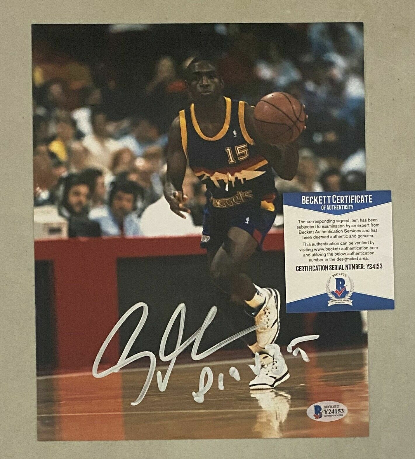 Avery Johnson signed Denver Nuggets 8x10 autographed Photo Poster painting BAS