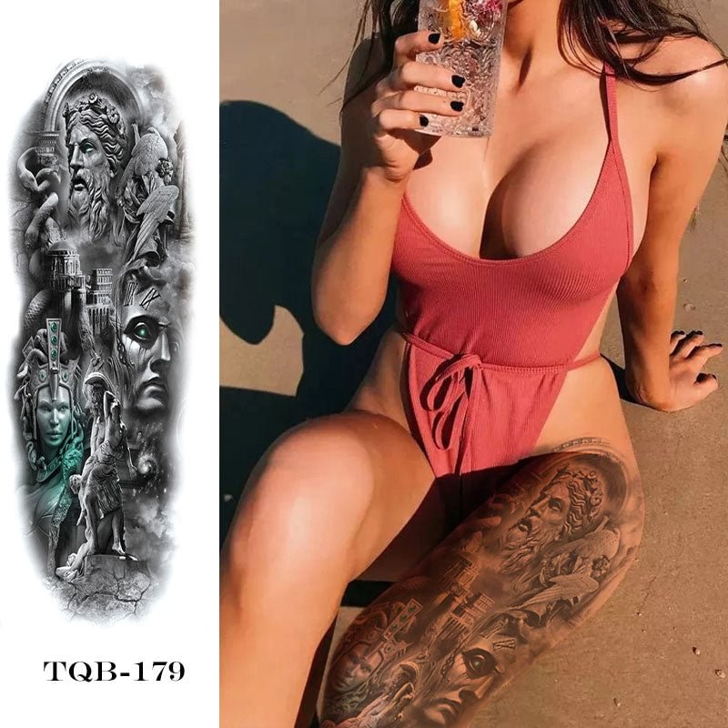 Tattoo Temporary Waterproof  Stickers Fake Women's And Men Full Arm Large Stickers Tatto Death Eaters Sleeve Flash таngs Animals