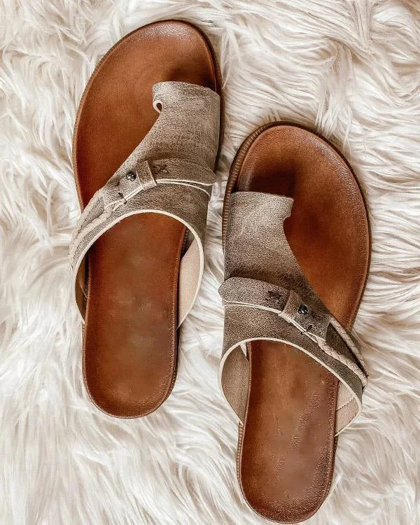 summer leather orthopedic carina sandals flip flop beach sandals anti slip - vzzhome