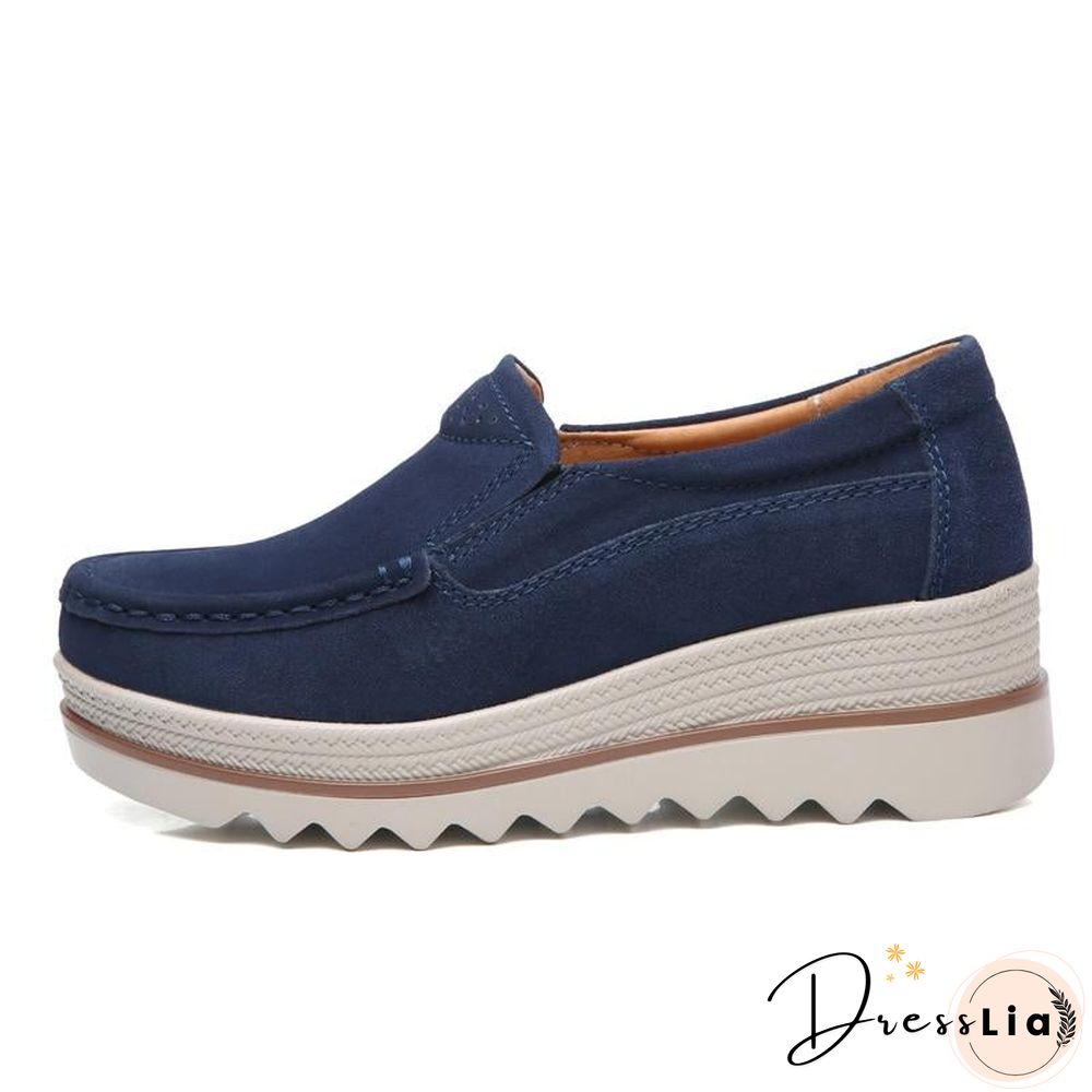 Women Shoes Platform Slip on Flats Loafers Moccasins Hollow Out Casual Shoes