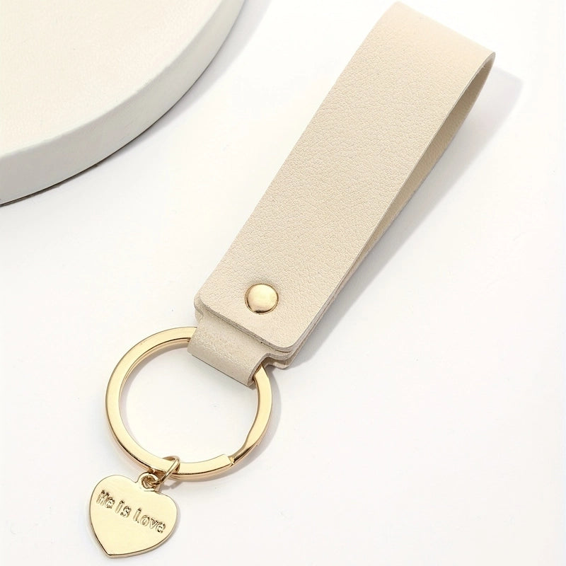 Minimalist Solid Color Pu Leather Women's Keychain