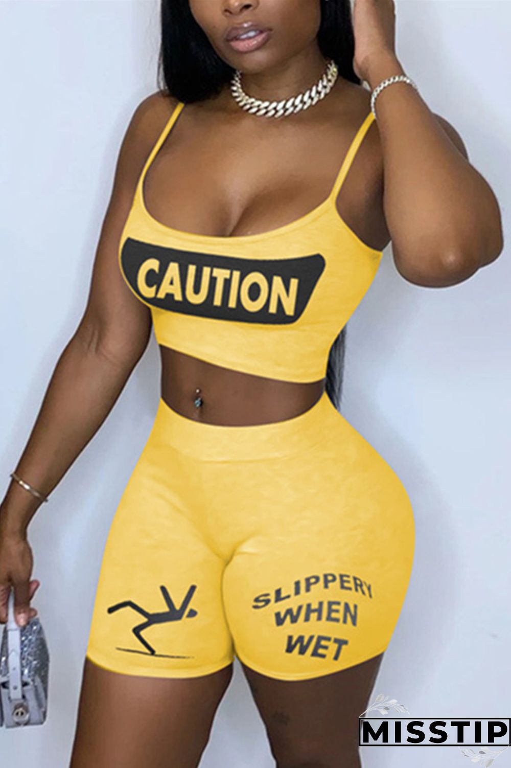 Multi-color Sexy Letter Straight Sleeveless Two Pieces