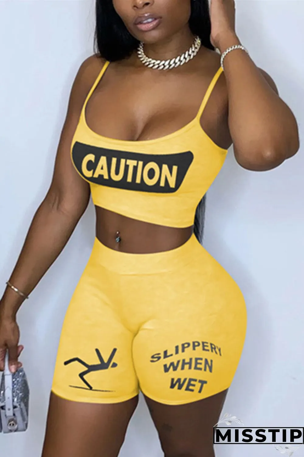 Multi-color Sexy Letter Straight Sleeveless Two Pieces