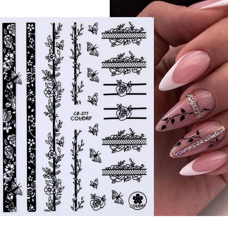 Dandelion Flower 3D Nail Stickers Women Face Abstract Butterfly Image Sexy Girl Christmas Slider Design Polish Nails Art Decals-Nail Inspo
