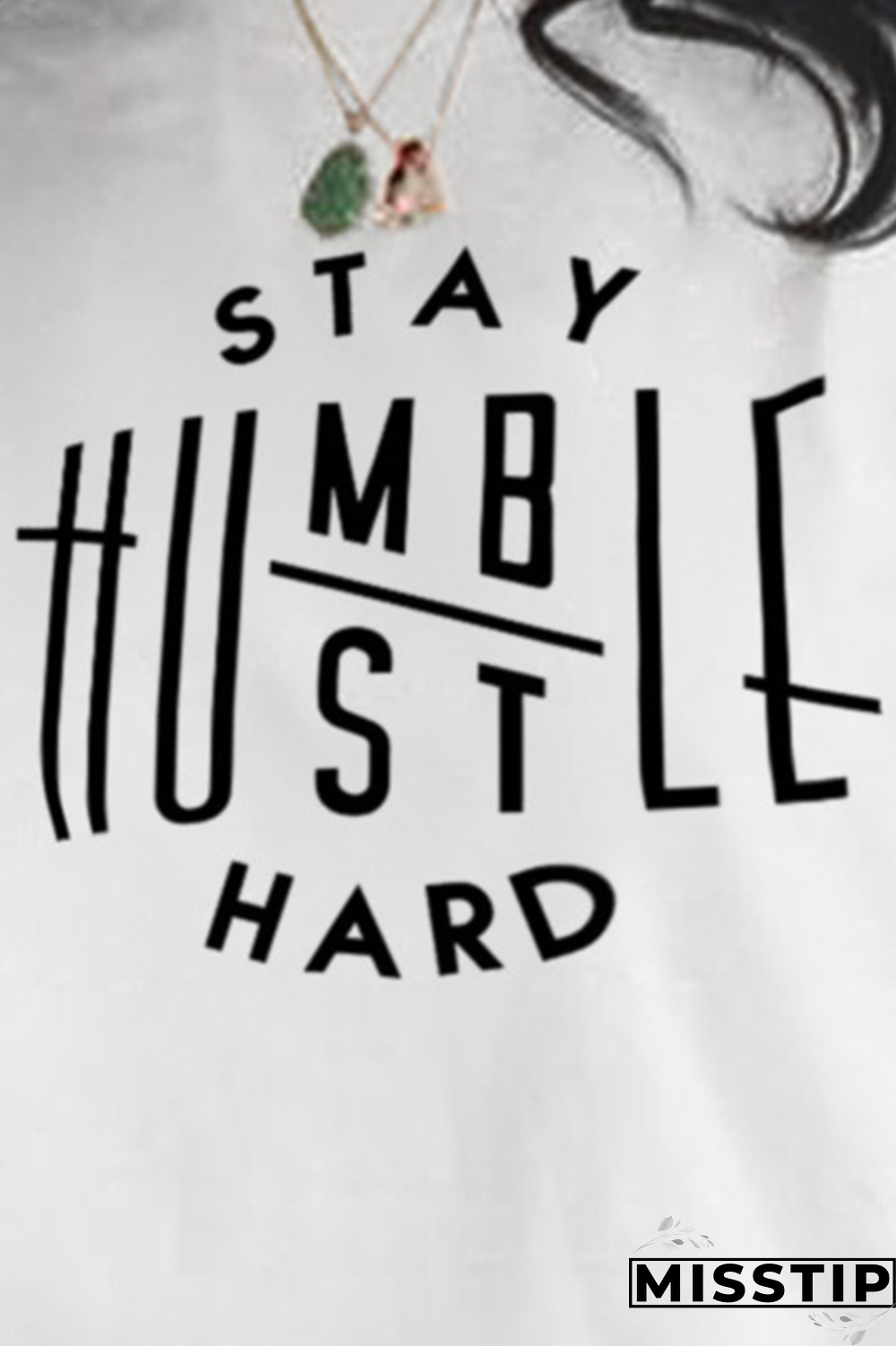 White Fashion Casual Print Patchwork Letter O Neck Tops