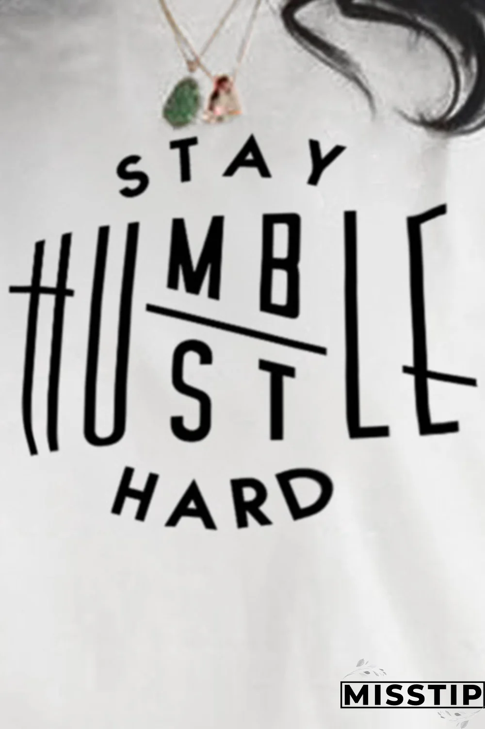 White Fashion Casual Print Patchwork Letter O Neck Tops