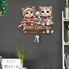 H&ouml;lzerne Willkommen zu Hause Weihnachtskatze - 5d DIY Handwerk Wandhaken