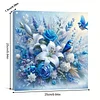 (Framed)Diamond Painting -DIY Round Drill Blue Flowers and Birds with Frame(25x25cm)