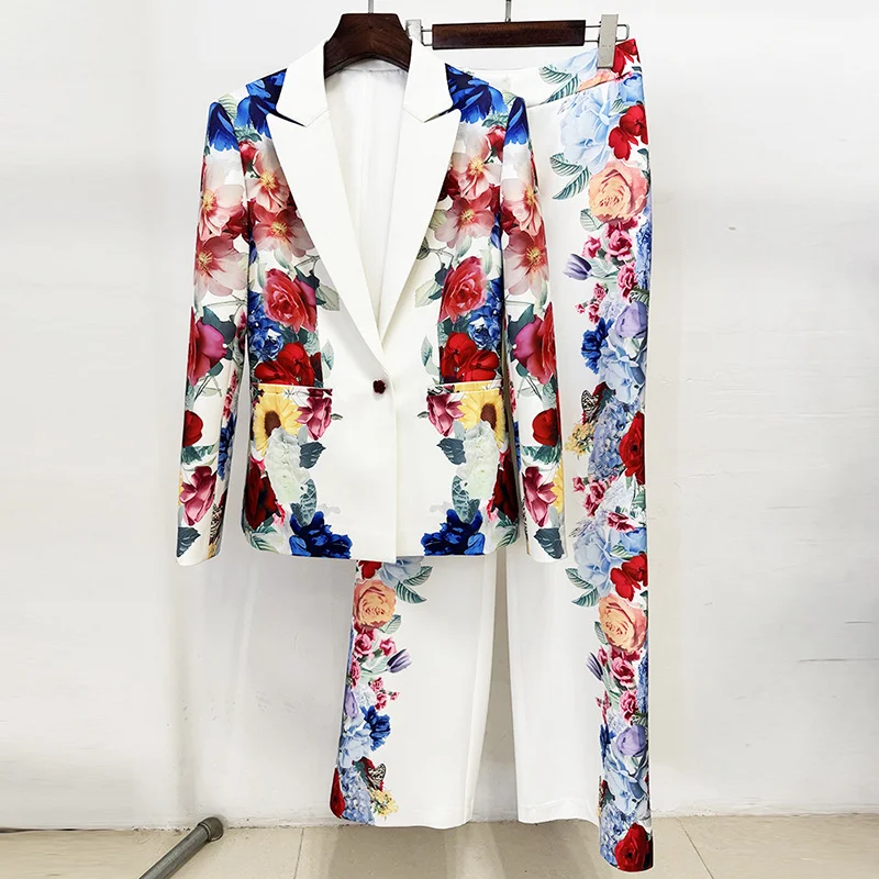 Nigikala Nigikala New Star Fashion Fresh Digital Printed Suit Jacket Set Two Sets