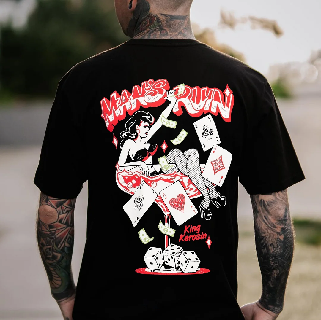MAN'S RUIN Sexy Gaming Lady Print Men's T-shirt
