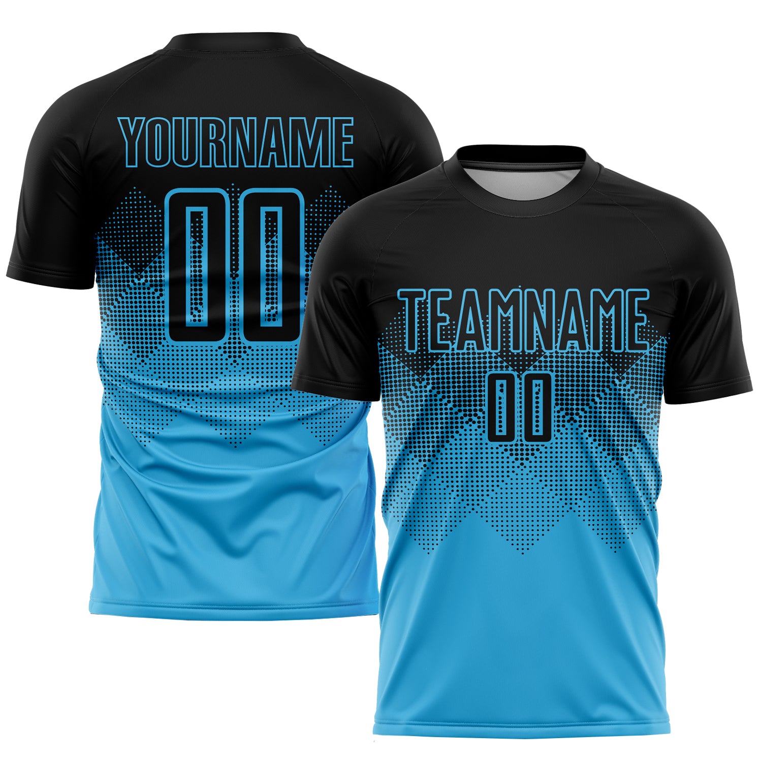 Custom Sky Blue Black Sublimation Soccer Uniform Jersey | captainssportss.com