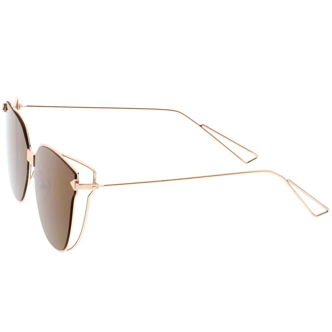 Oversize Cat Eye glasses With Tinted Flat Lens And Wire Arms 59mm