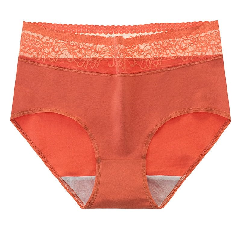 Women's Cotton Underwear Sexy Lace Panties High Waist Solid Color Underpants Seamless Women's Briefs Plus Size Female Lingerie