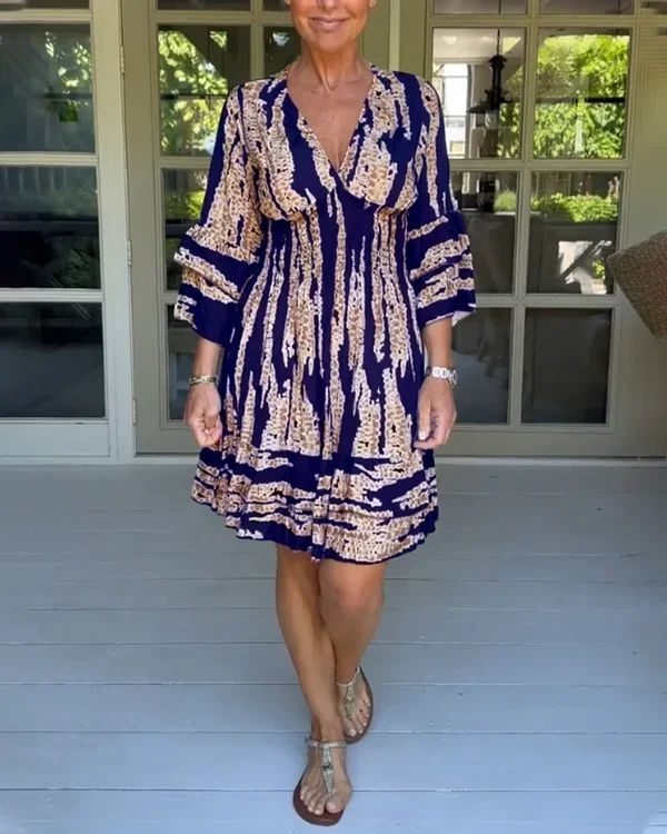 🎁2024 New Year Hot Sale🎁 V neck three quarter sleeve dress