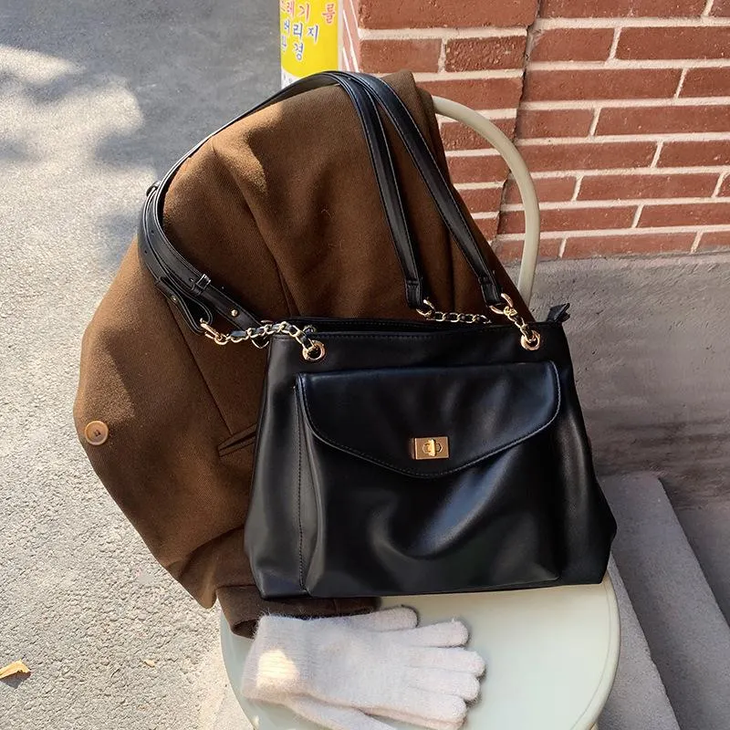New Fashion Large Capacity Simple Retro Satchel Joker Shoulder Crossbody Bag Ladies Bag