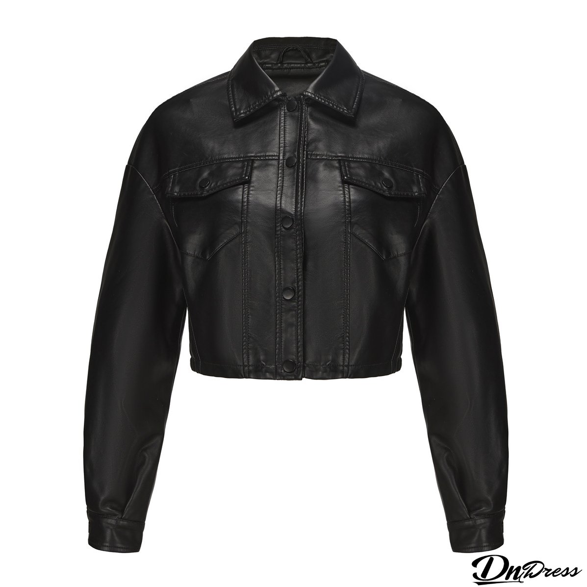 Women Loose Casual Long-sleeved Single-breasted Turndown Collar Crop Jacket