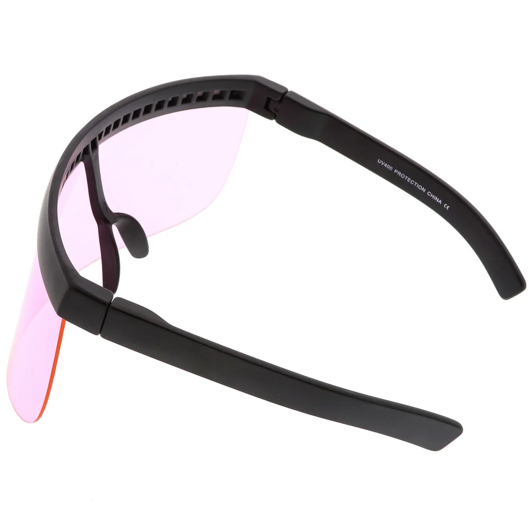 Futuristic Oversize Shield Visor glasses With Flat Top Colored Mono Lens 172mm