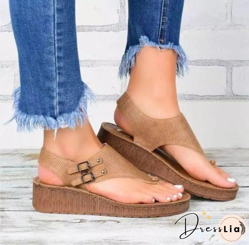 Casual Women Summer Buckle Platform Shoes
