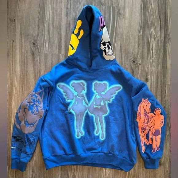 Aonga American New Y2K Cartoon Street Hip Hop Trendy Top Men's and Women's Same Loose Pullover Sweater aonga
