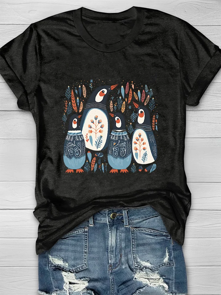 Penguin Family Christmas Folklore T-shirt