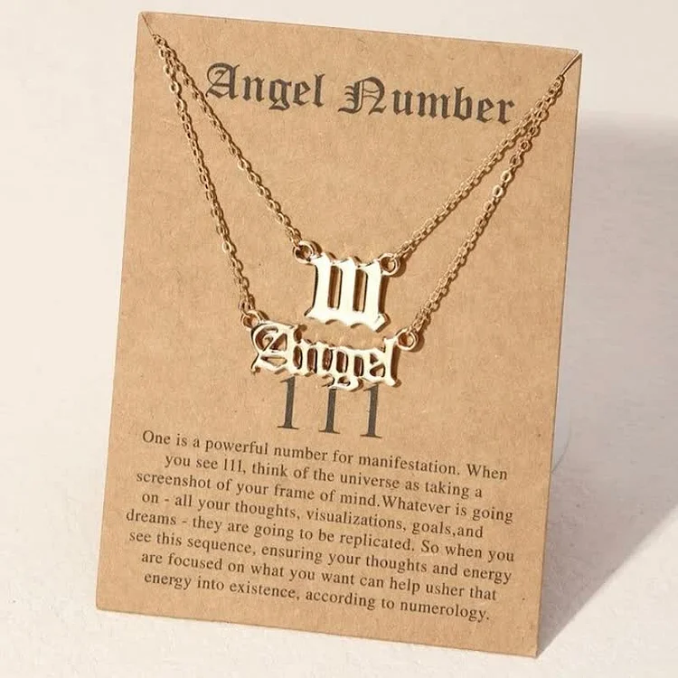 Olivenorma Angle Number & Angel Dainty Double Necklace1