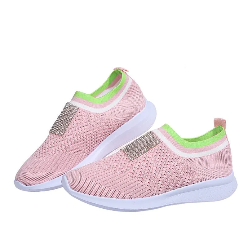 Women's Vulcanized Shoes Casual Mesh Breathable Ladies Sneakers Running Shoes Female Spring Summer Comfortable Footwear 2021 New