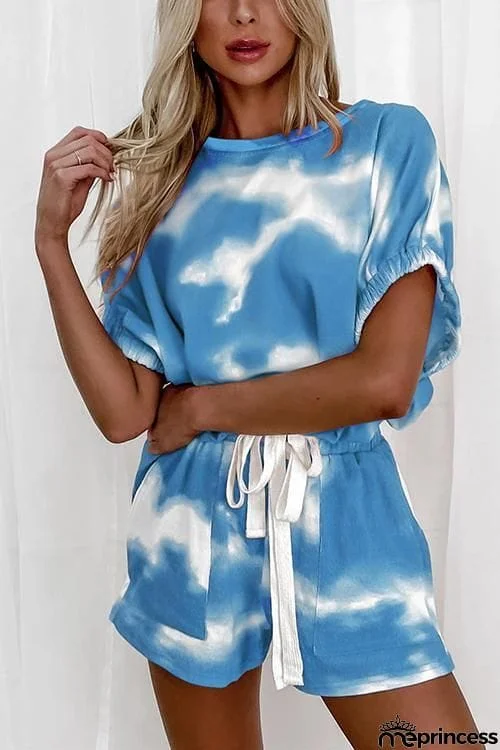 Tie Dye Drawstring Short Set