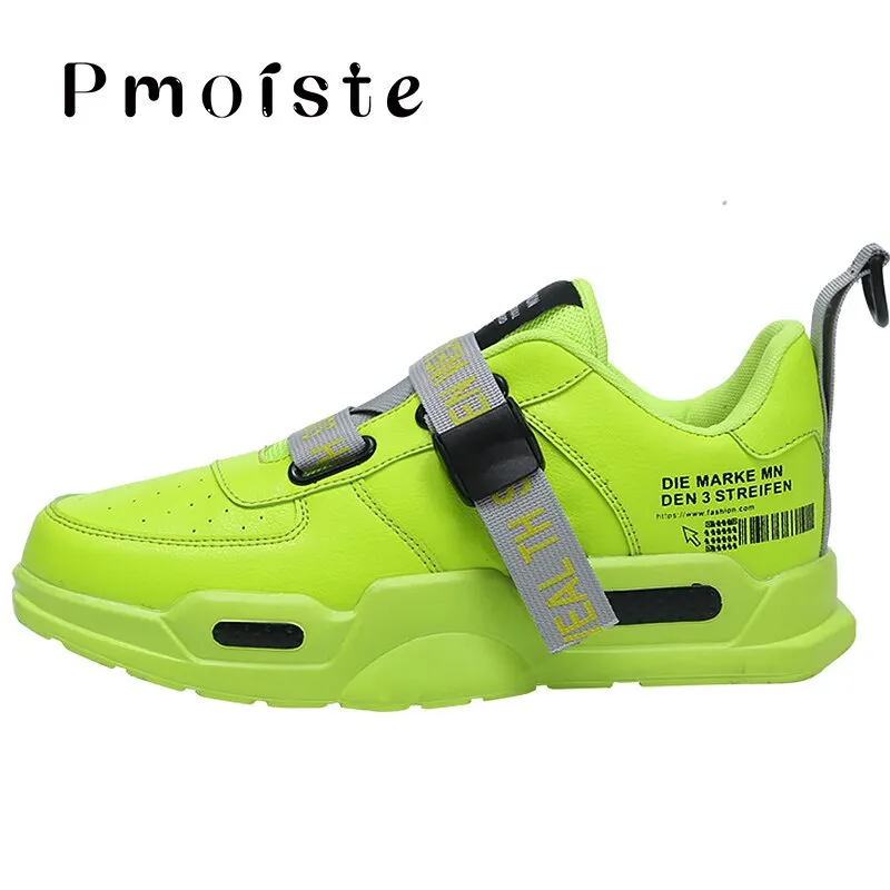 Men's Chunky Sneakers Buckle strap Superstar Casual Shoes Boys Running Shoes Man footwear Trainers vulcanized Green Size 11
