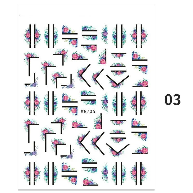 1PC Abstract Face 3D Nail Stickers Geometry Lines Love Letter Slider For Nails Gel Polish Decals For Manicures Decoration-Nail Inspo