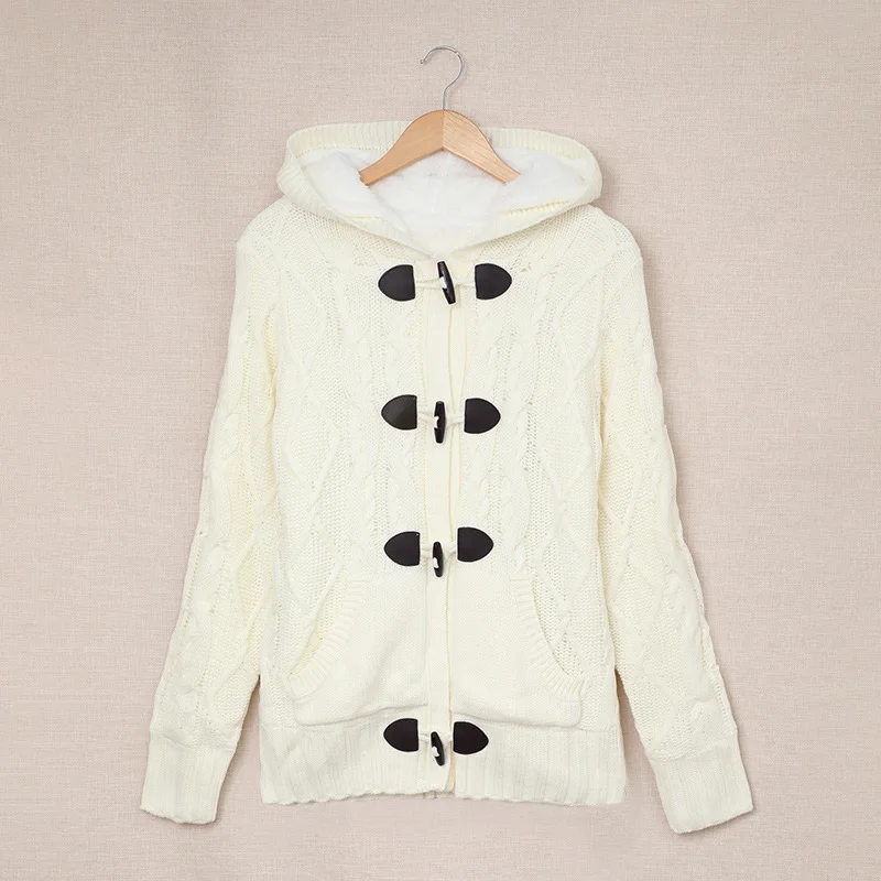 Fleece warm long-sleeved hooded women's sweater women's jacket DMladies