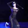 Sexy Porn Dress Full-Body Oil Shiny Glossy Sheer Dresses Transparent High Elasticity Night Club Wear Erotic Lingerie