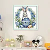 (Stamped/Counted) Blue And White Porcelain-Rabbit Easter Egg-11CT Cross Stitch 40*40cm/15.75*15.75in