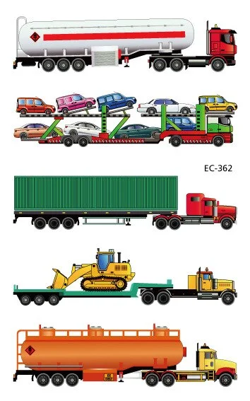 20 kinds Automobile Vehicle Truck Temporary Cartoon Tattoo Kids Children Cognition Stickers faux tatouage temporaire Disposable