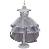 Kids Girl Cake Tutu Flower Dress Children Party Wedding Formal Dress 3-12T - honeylives