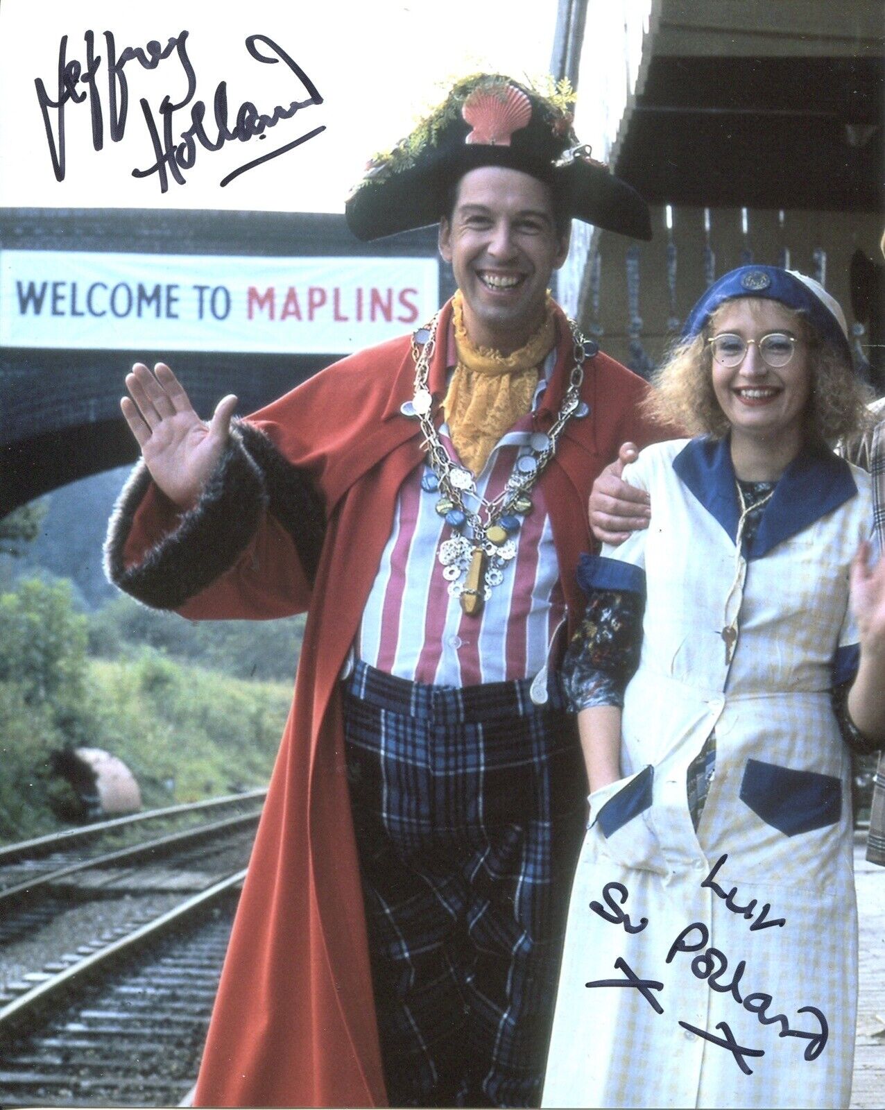 Jeffrey Holland and Su Pollard signed HI-DE-HI! comedy 8x10 Photo Poster painting - UACC DEALER