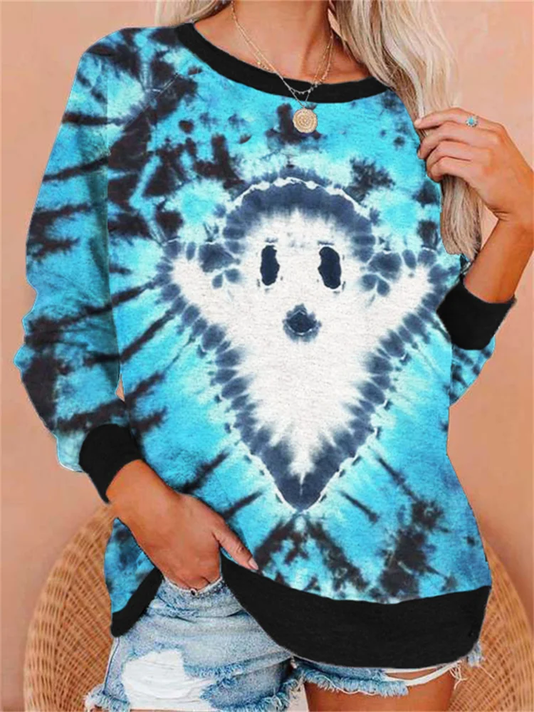 Vefave Lovely Ghost Inspired Tie Dye Sweatshirt