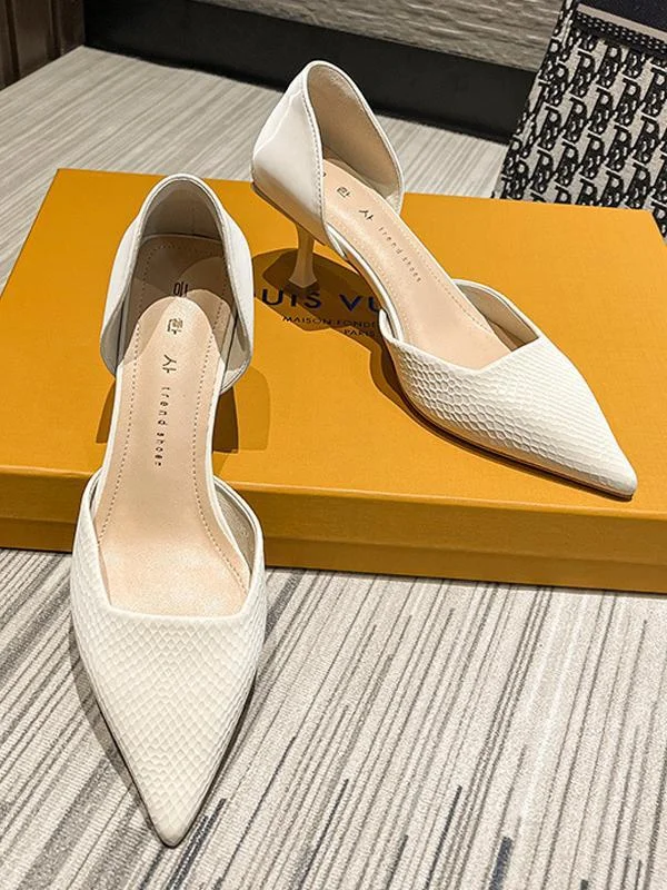 Fashion side-side sexy high-heeled solid color pointed toe shoes