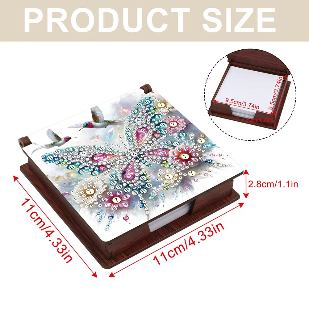 Wood Hummingbird Butterfly Diamond Painting Memo Pad Holder Mosaic Kit for Home