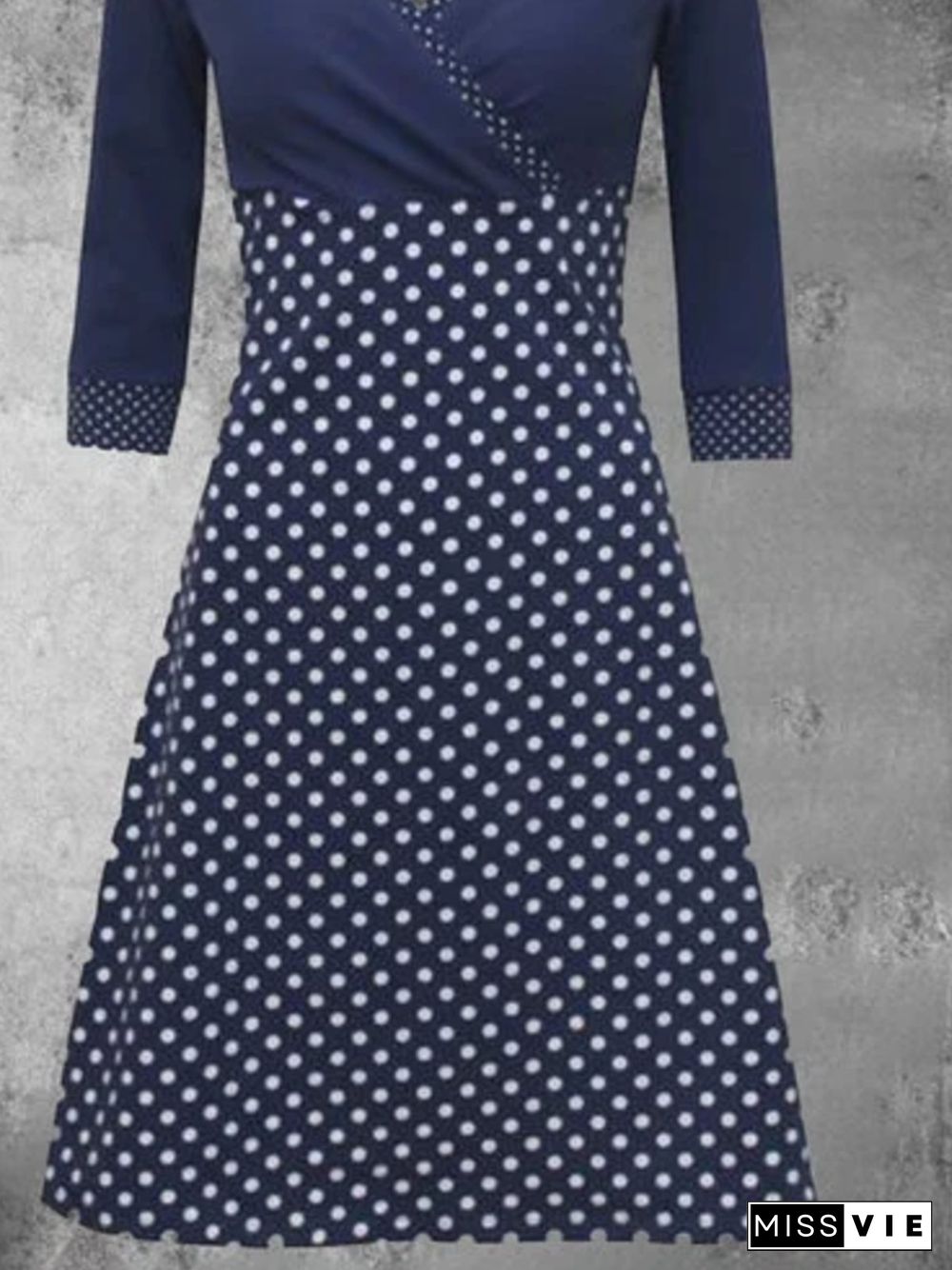 Polka Dots Long Sleeve Casual Knitting Dress