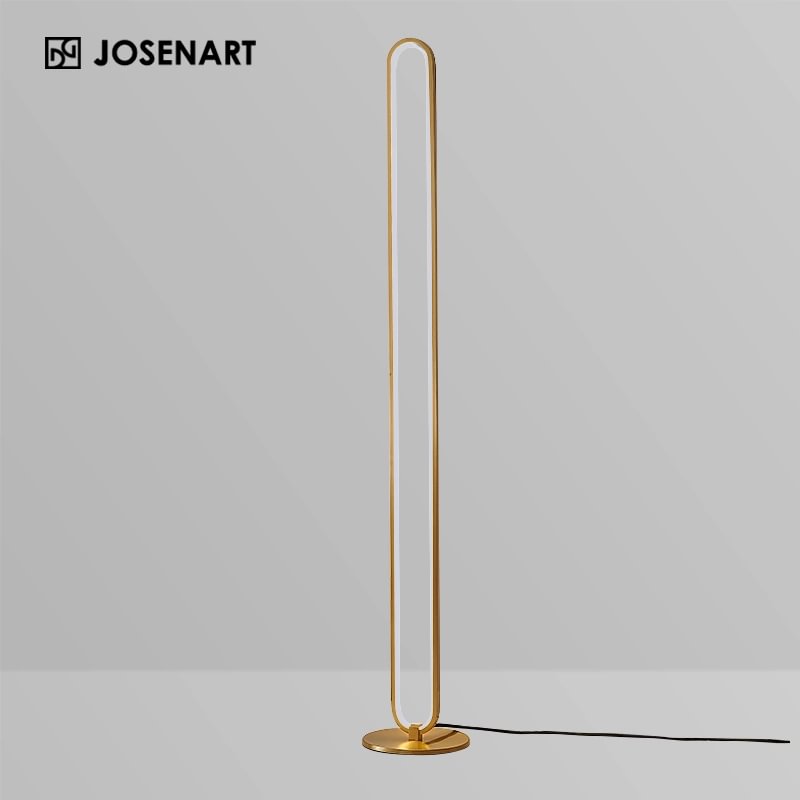 Modern Linear LED Floor Lamp Gold Metal Base 