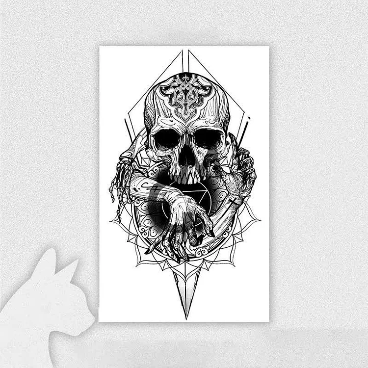 Gothic Skull Skeleton Pattern Temporary Tattoos Stickers - Modakawa Modakawa