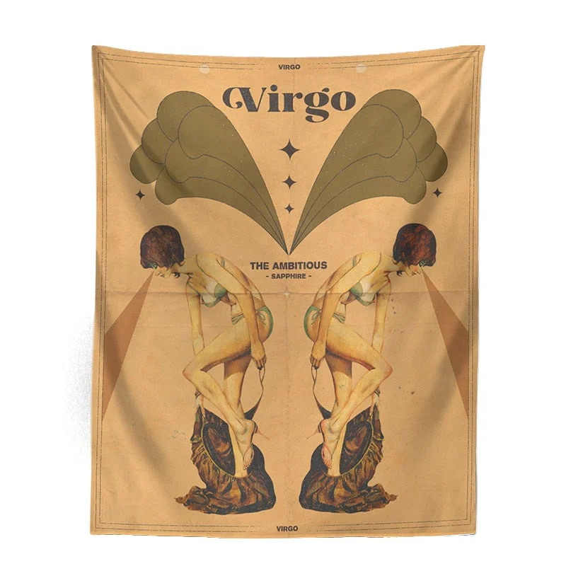 12Constellation Tarot Tapestry retro modern woman Tarot Wall Hanging sexy woman Room Decor Bedspread Cover Sun starry Wall Decor